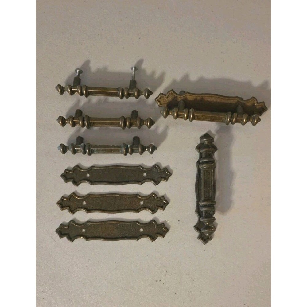 Set Of 5 - Vintage National Lock Co. Gothic/Medieval Cabinet Pull With Backplate